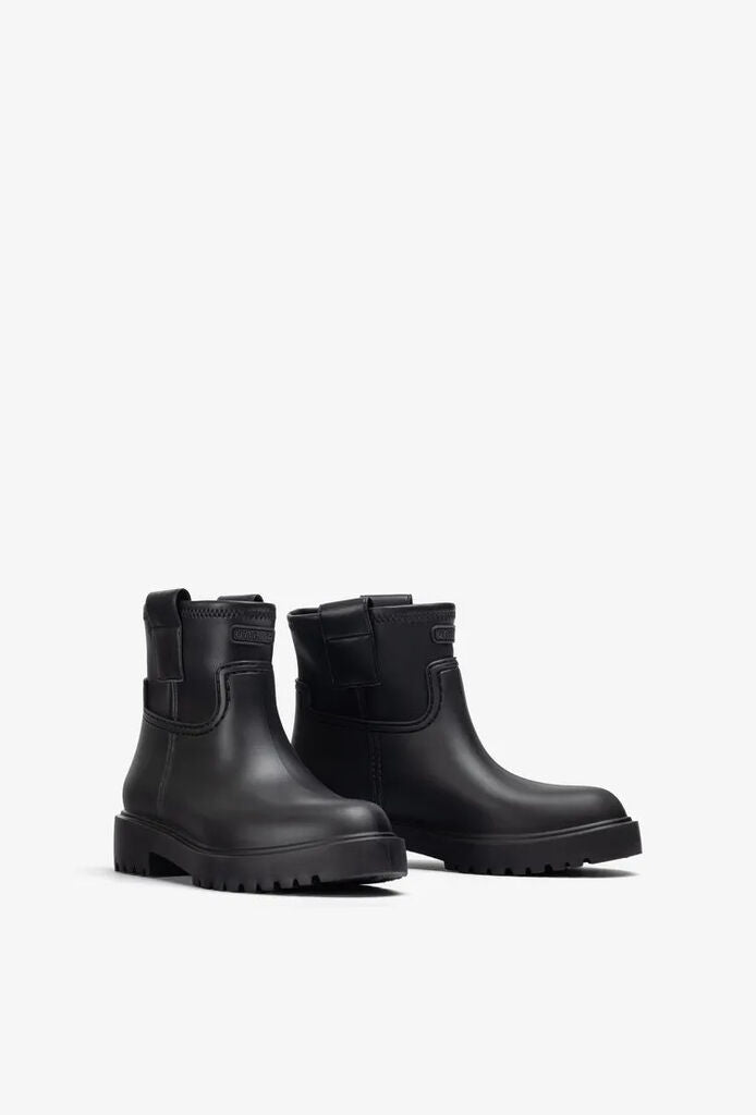 Black Leather Ankle Boots with Lug Sole