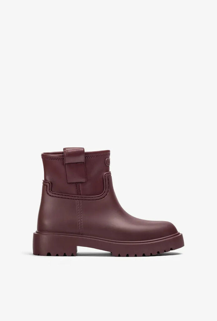 Burgundy Leather Ankle Boots with Side Strap
