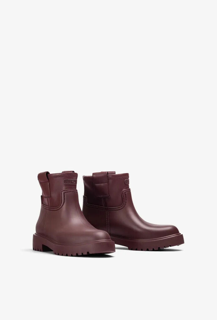 Burgundy Leather Ankle Boots with Side Strap