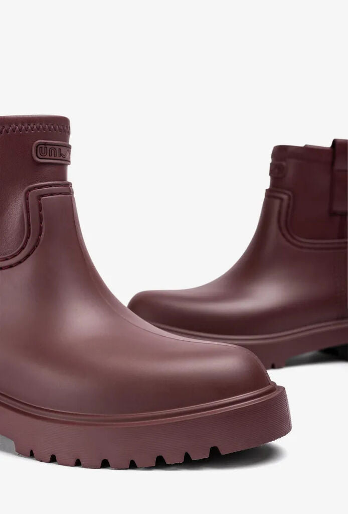 Burgundy Leather Ankle Boots with Side Strap