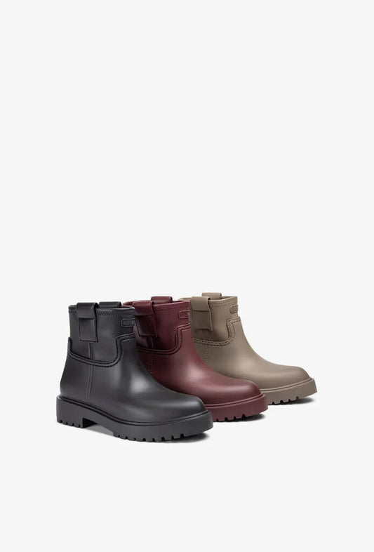 Burgundy Leather Ankle Boots with Side Strap