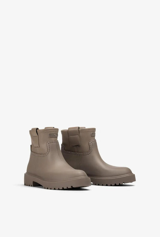 Taupe Rubber Ankle Boots with Lug Sole
