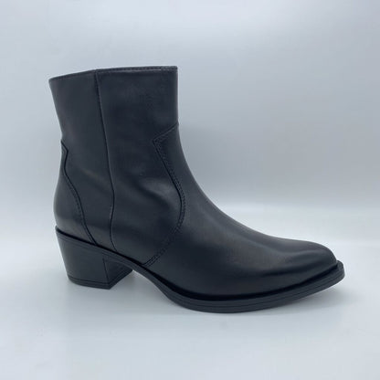 Black Leather Ankle Boots with Mid Heel