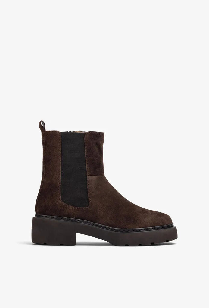 Brown Suede Chelsea Boots with Elastic Panels