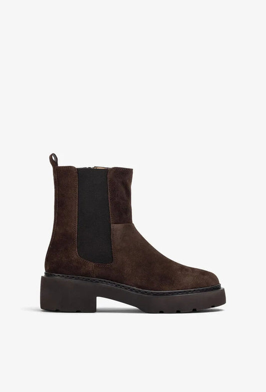Brown Suede Chelsea Boots with Elastic Panels