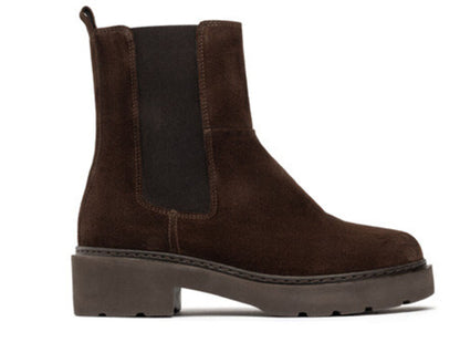 Brown Suede Chelsea Boots with Elastic Panels