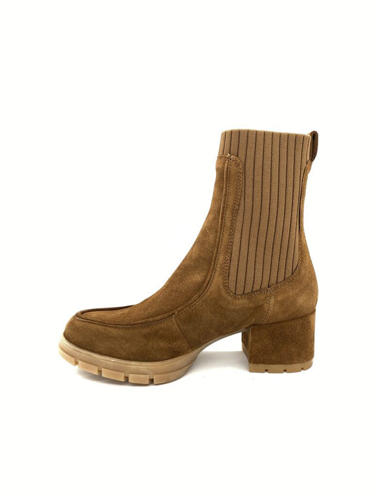 Chestnut Suede Ankle Boots with Buckle Detail