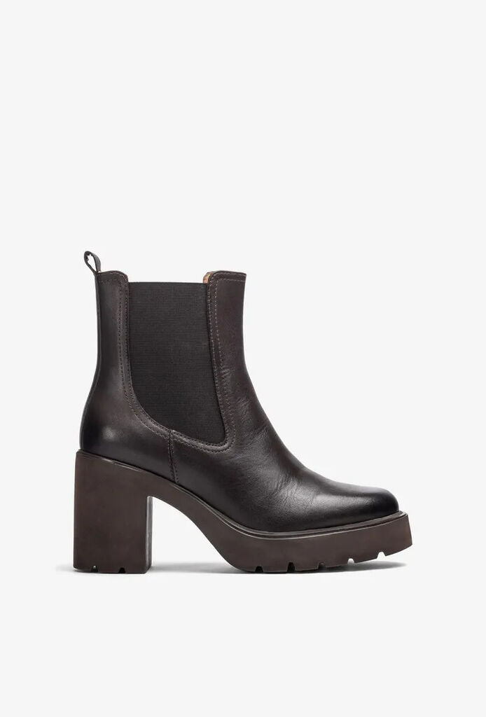 Chocolate Leather Platform Chelsea Boots