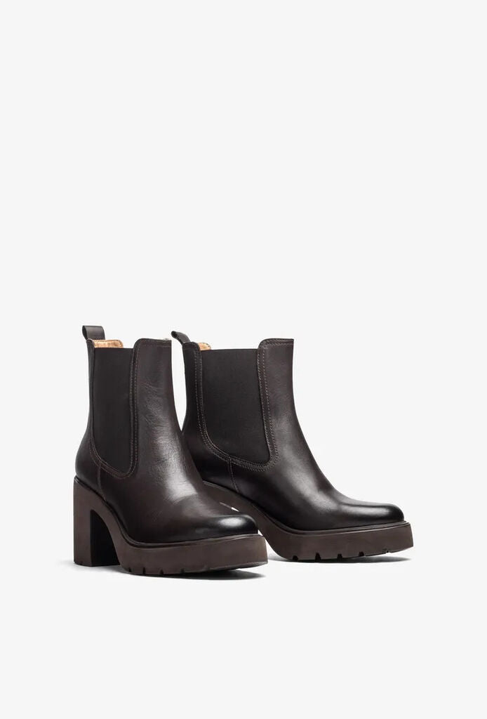 Chocolate Leather Platform Chelsea Boots