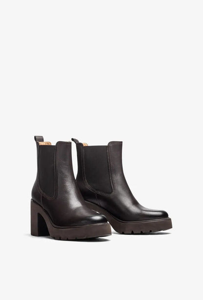 Chocolate Leather Platform Chelsea Boots