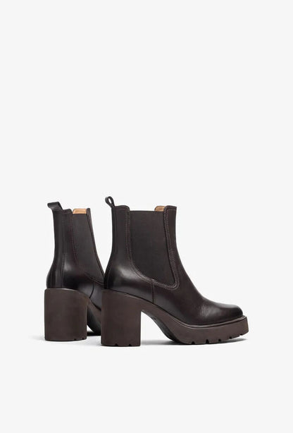 Chocolate Leather Platform Chelsea Boots