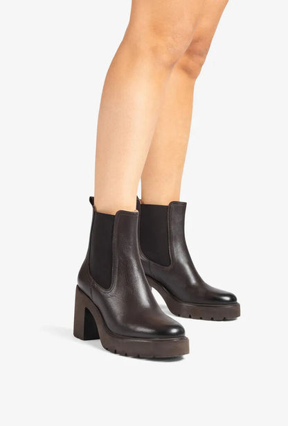 Chocolate Leather Platform Chelsea Boots