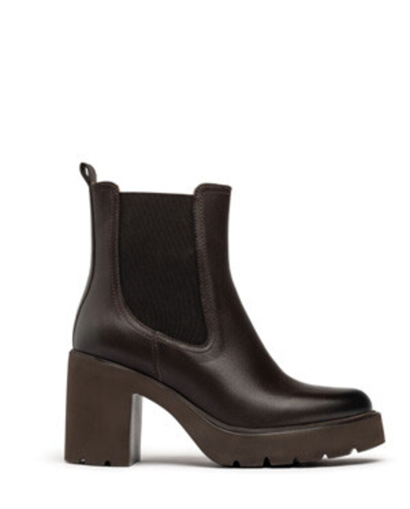Chocolate Leather Platform Chelsea Boots