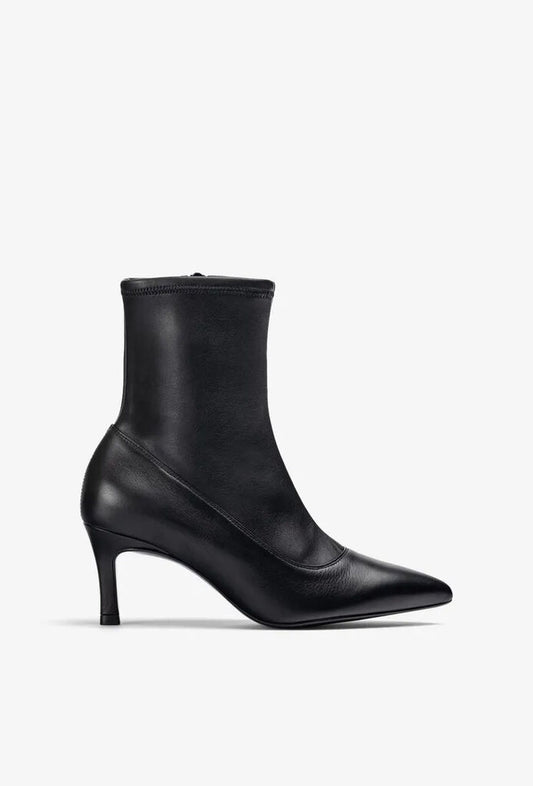 Black Leather Ankle Boots with Pointed Toe