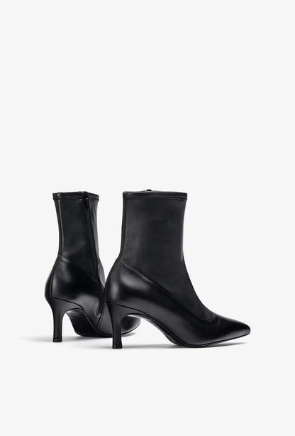 Black Leather Ankle Boots with Pointed Toe