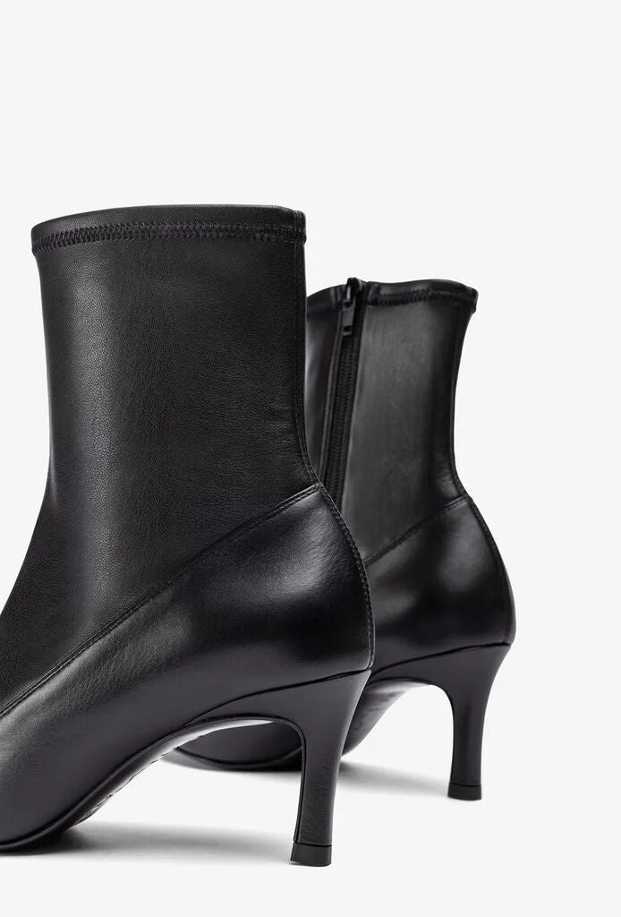 Black Leather Ankle Boots with Pointed Toe