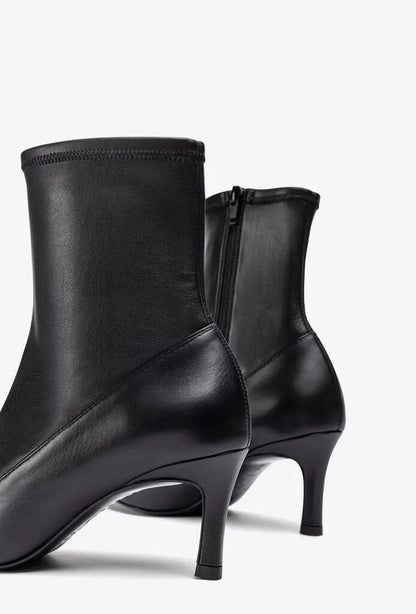 Black Leather Ankle Boots with Pointed Toe