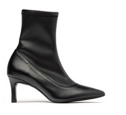 Black Leather Ankle Boots with Pointed Toe