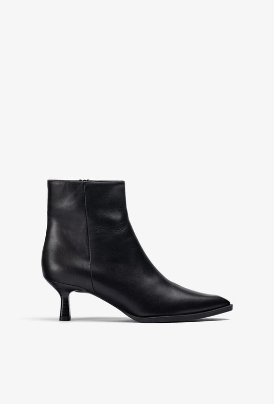 Black Ankle Boot with Sleek Kitten Heel