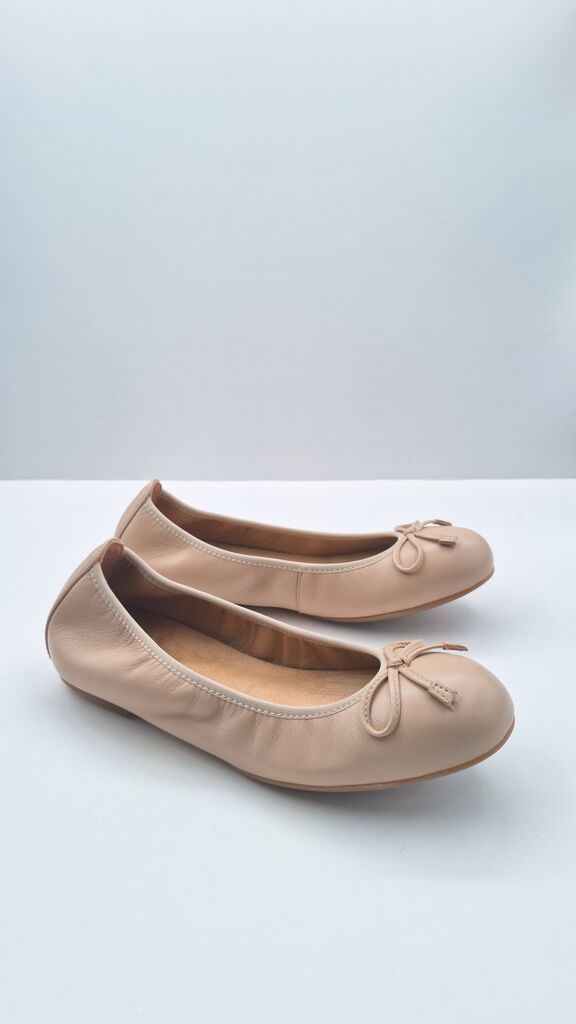 Neutral Ballet Flats with Bow Accent