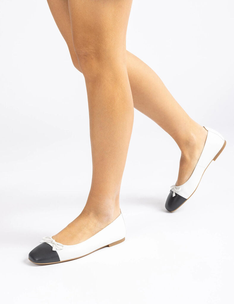 Black & White Ballet Flat with Bow Accent