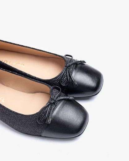 Black Woven Ballet Flats with Bow Detail