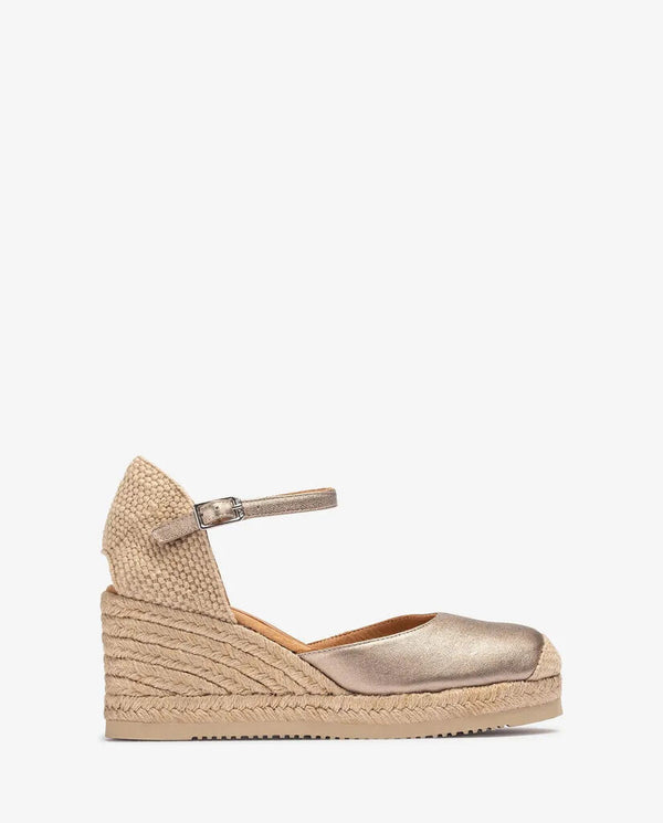 Beige Espadrille Wedge with Ankle Strap
