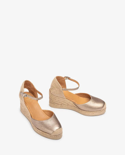 Beige Espadrille Wedge with Ankle Strap
