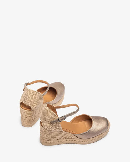 Beige Espadrille Wedge with Ankle Strap