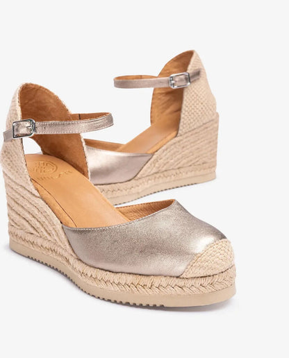 Beige Espadrille Wedge with Ankle Strap