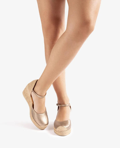 Beige Espadrille Wedge with Ankle Strap