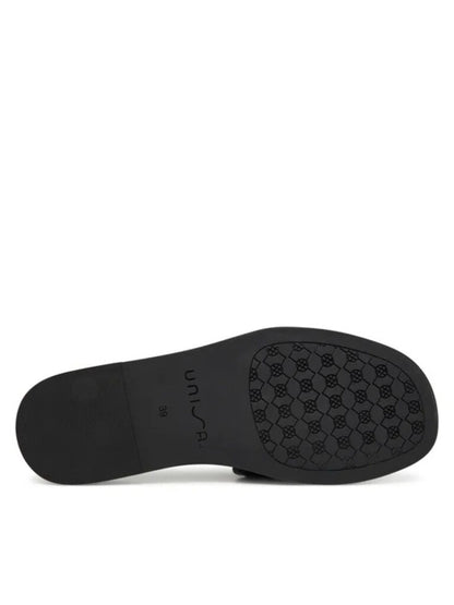 Black Woven Slide Sandals with Flat Sole