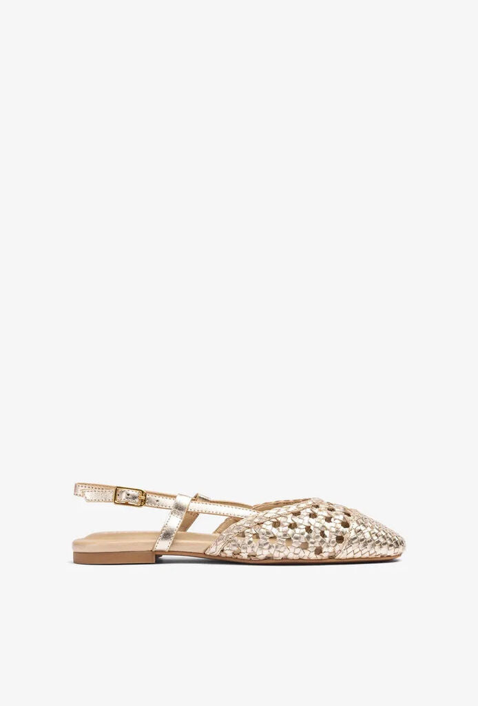 Flat Shoe Braided Laminato PLATINO