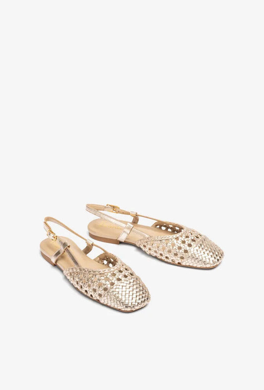 Flat Shoe Braided Laminato PLATINO