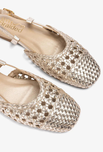 Flat Shoe Braided Laminato PLATINO