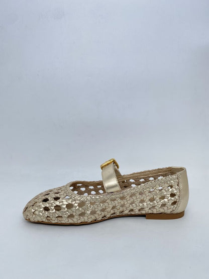 Mary Jane Shoe Braided Laminato PLATINO