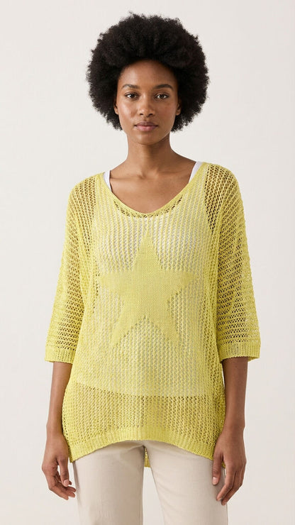 Yellow Knit Poncho with Star Detail