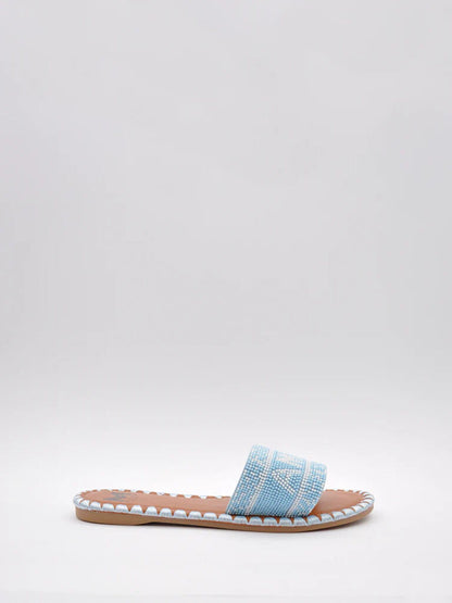 Blue Woven Slide Sandals