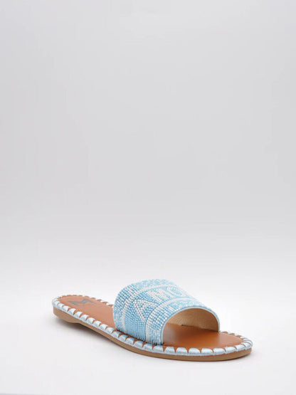 Blue Woven Slide Sandals