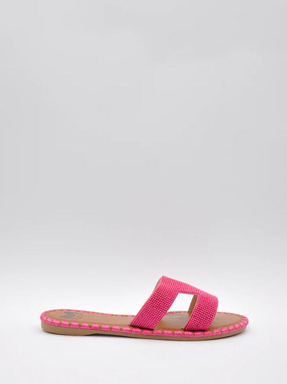Pink Textured Slide Sandals with Open Toe
