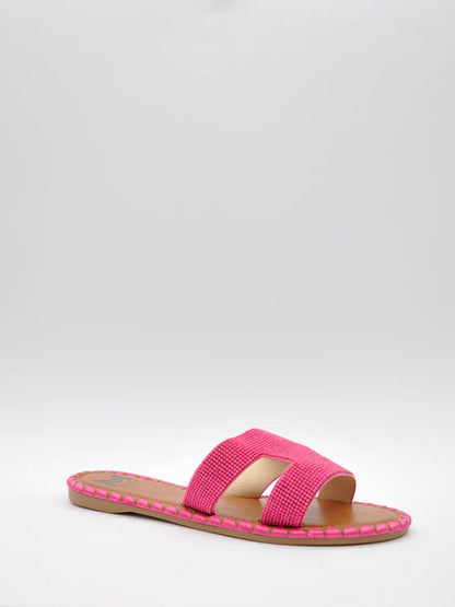 Pink Textured Slide Sandals with Open Toe