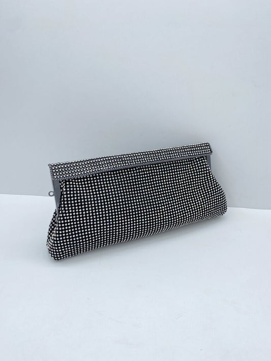 Black Studded Evening Clutch with Magnetic Closure