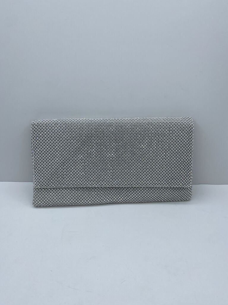 Silver Woven Clutch with Glitter Finish