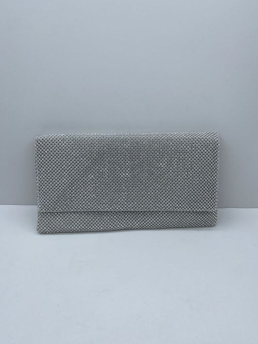Silver Woven Clutch with Glitter Finish