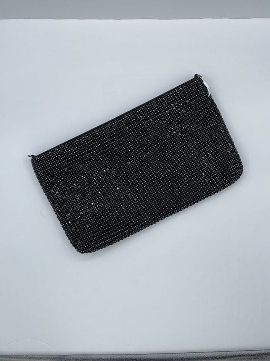 Black Beaded Clutch with Zipper Closure