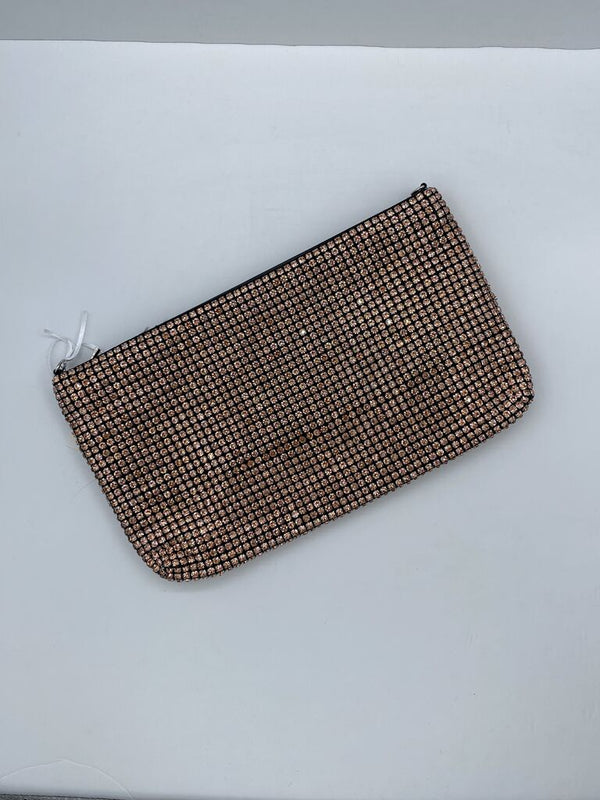 Copper Mesh Evening Clutch with Zipper Closure