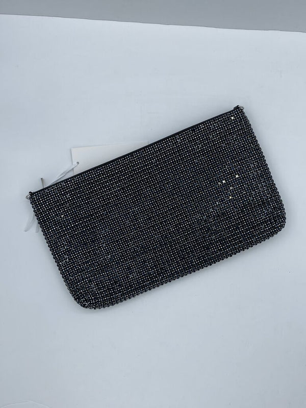 Black Rhinestone Clutch with Zipper Closure