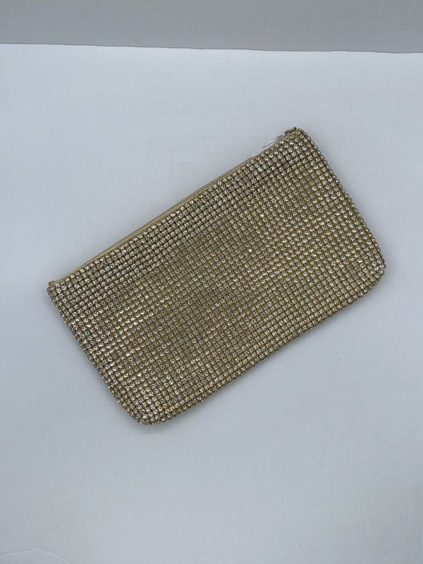 Gold Mesh Clutch with Crystal Accents