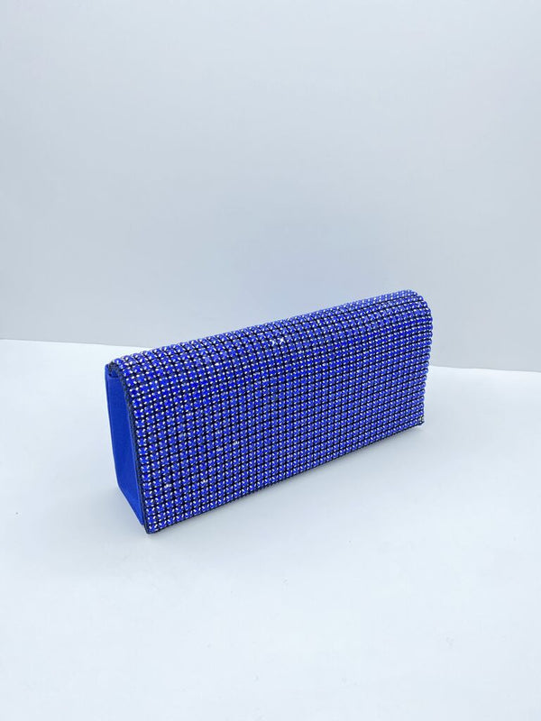Blue Beaded Evening Clutch with Sparkling Detail