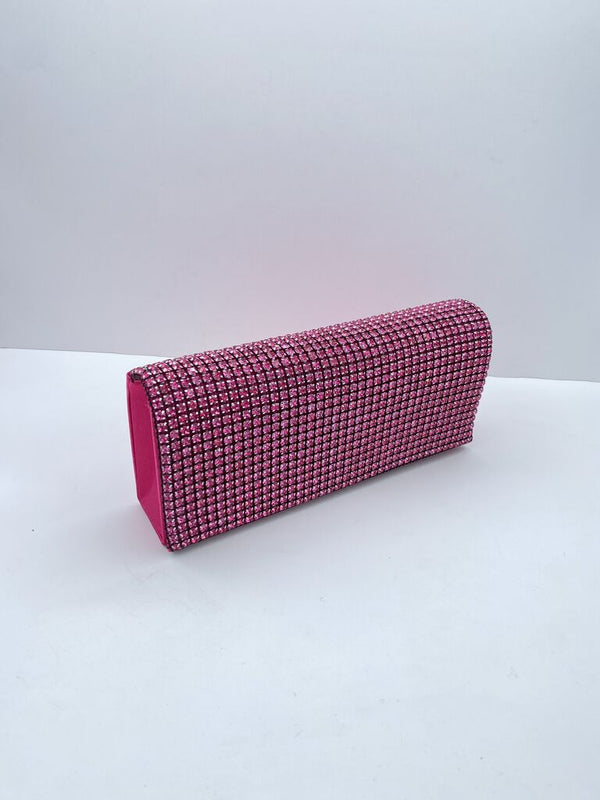 Pink Rhinestone Evening Clutch with Glamorous Sparkle
